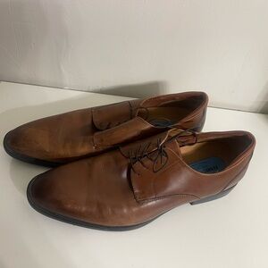 Kenneth Cole Men's Cognac Brown Leather Derby Shoes Size 13